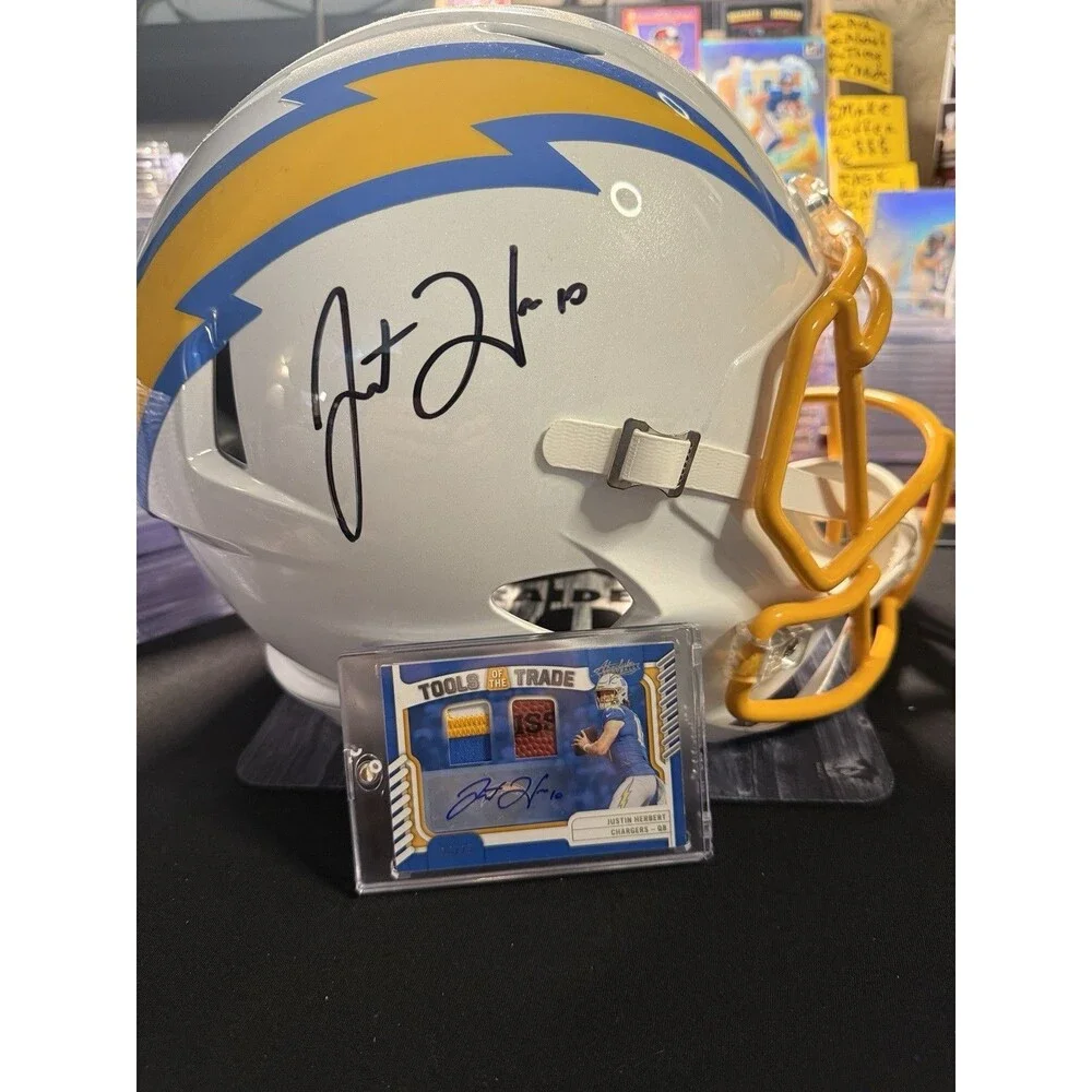 2022 Absolute Tools Of The Trade Justin Herbert Auto /25 And Auto Helmet